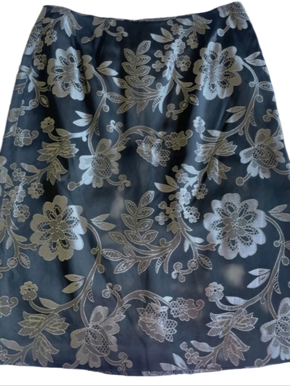 Lilly Pulitzer Size 0 Vintage Floral Brocade Skirt Black Silver